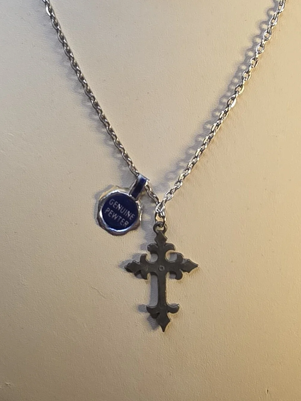 Genuine Pewter Cross Pendant Necklace - By Kelly Waters